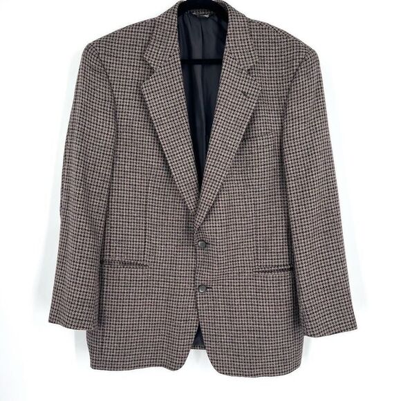 Vintage Vito Rufolo Silk Wool Sport Coat Blazer size 43E brown herringbone plaid - Picture 1 of 13